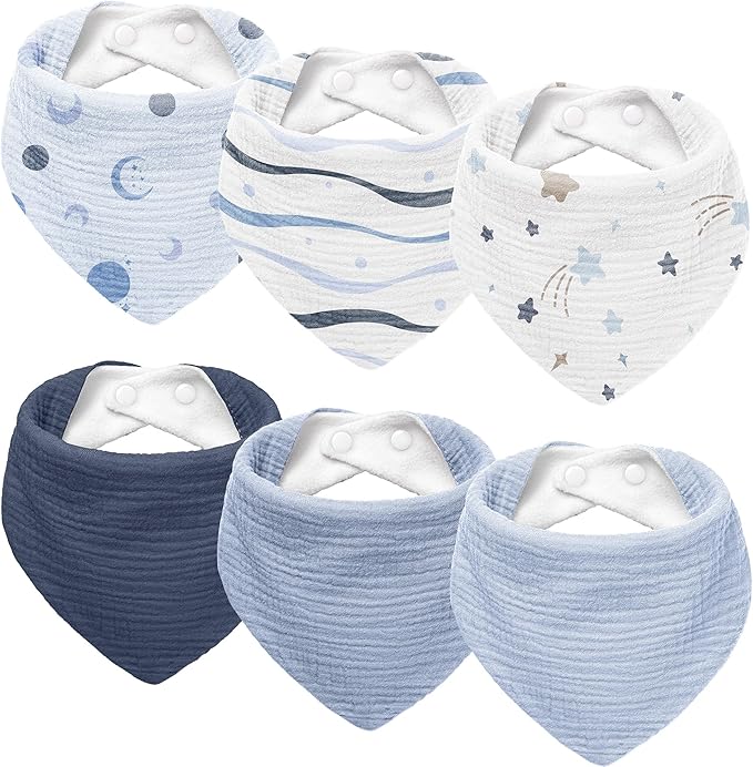 Susurration Muslin Baby Drool Bibs 6Pack Soft Triangular Adjustable Baby by Susurration