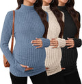 3 Pack Maternity T-Shirts Pregnancy Tops Women Sweater Long Sleeve Turtleneck by Sweetyweee