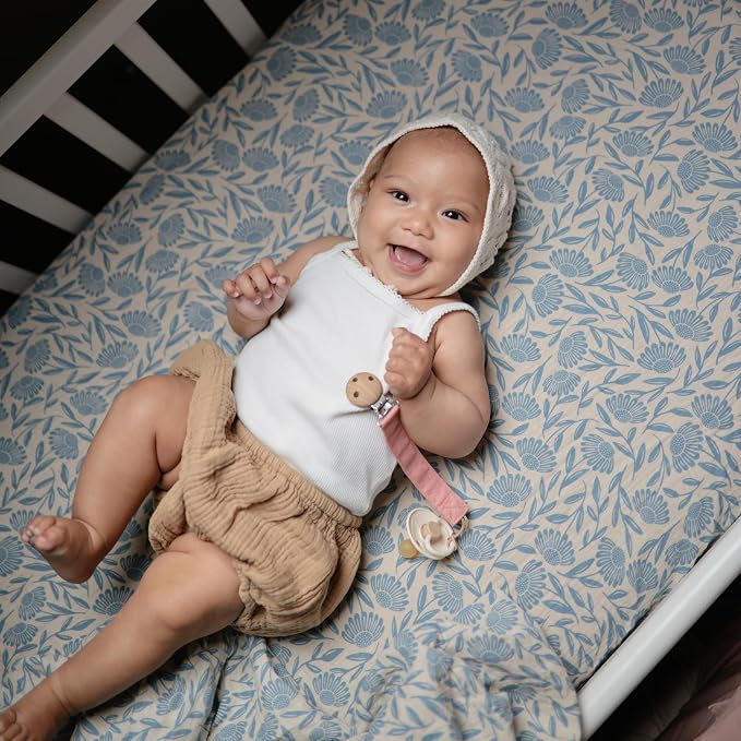 mushie Linen Baby Pacifier Clip Holder | Soft Fabric Strap - Image 2