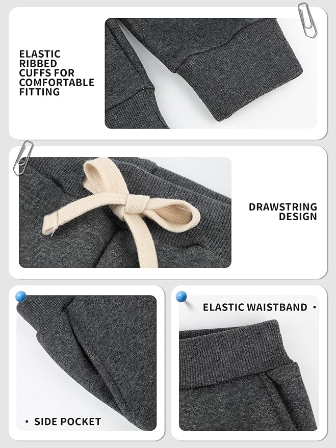 3 Pack Fleece Toddler Boys Sweatpants Kids Joggers Soft Cotton Toddler Boys - Image 3