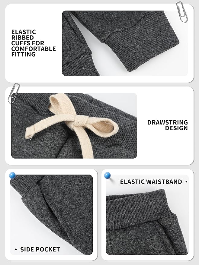 3 Pack Fleece Toddler Boys Sweatpants Kids Joggers Soft Cotton Toddler Boys - Image 3