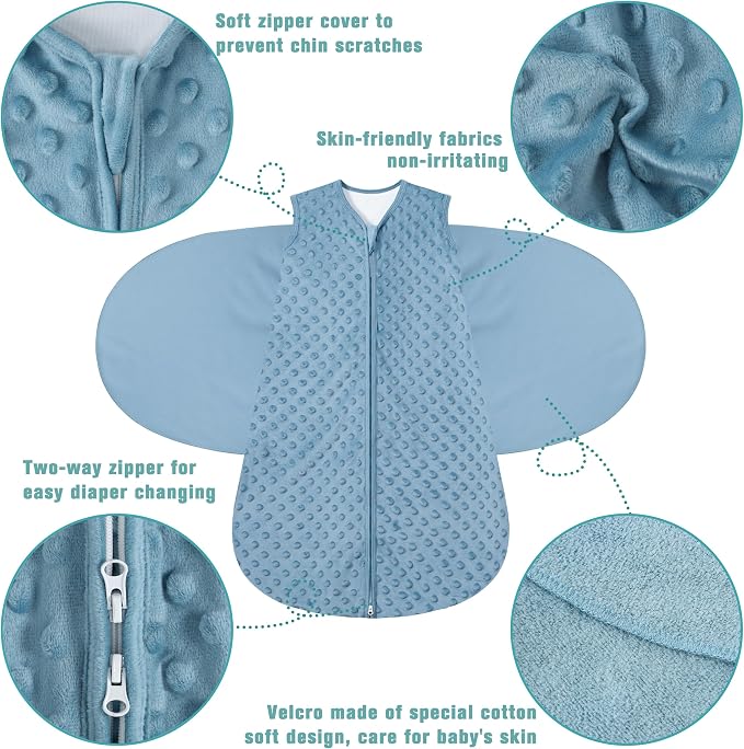 Fleece Newborn Sleep Sack Baby Swaddle, 3-Way Adjustable Wearable Blanket - Image 4