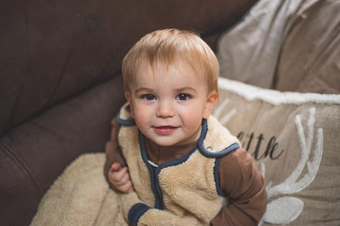baby deedee Sleep Nest Teddy Baby Sleeping Bag, Oatmeal Navy - Image 2