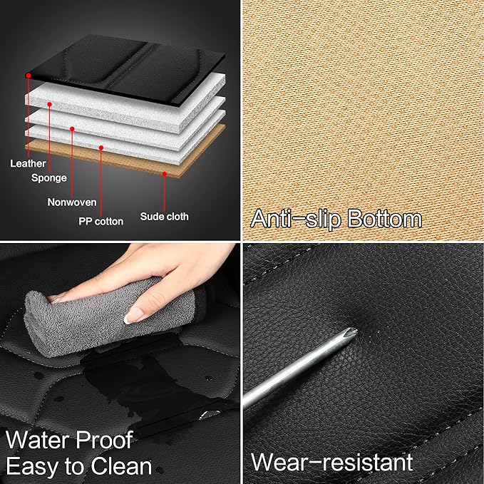 Pariitadin Leather Car Seat Covers Front Pair, Waterproof Faux Leather Seat - Image 6