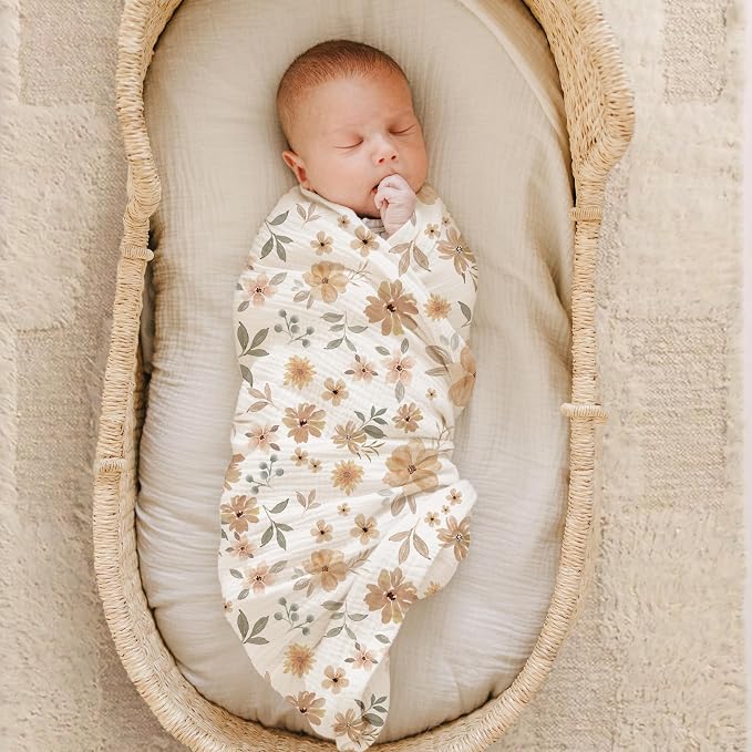 Konssy Muslin Swaddle Blankets for Boys Girls, 2 Pack Receiving Baby Blanket - Image 3
