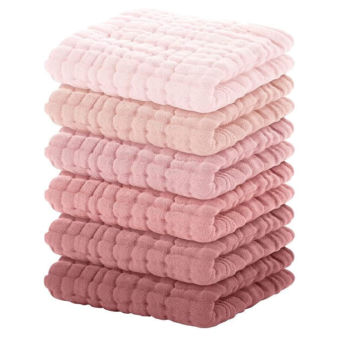 Yoofoss Muslin Baby Washcloths 100% Organic Cotton Face Towels 6 Pack Wash by YOOFOSS