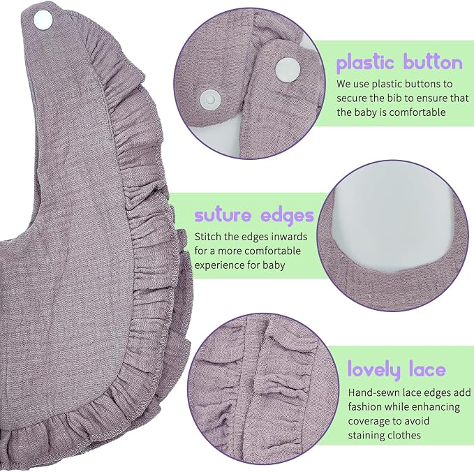 Baby Bibs Muslin Bibs 8 Pack for Drooling and Teething for Unisex Girls Boys - Image 5