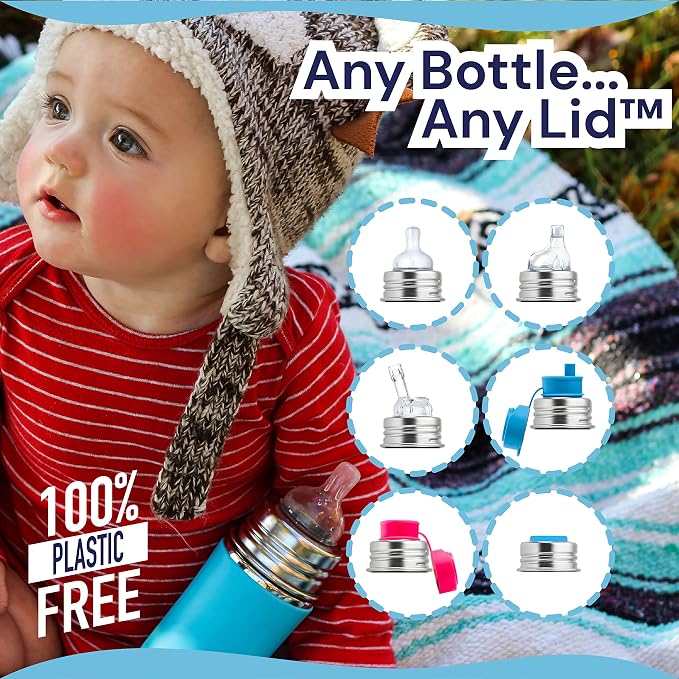 Pura Kiki 9oz/275ml Stainless Steel Infant Bottle w/Sleeve, Anti-Colic - Image 5