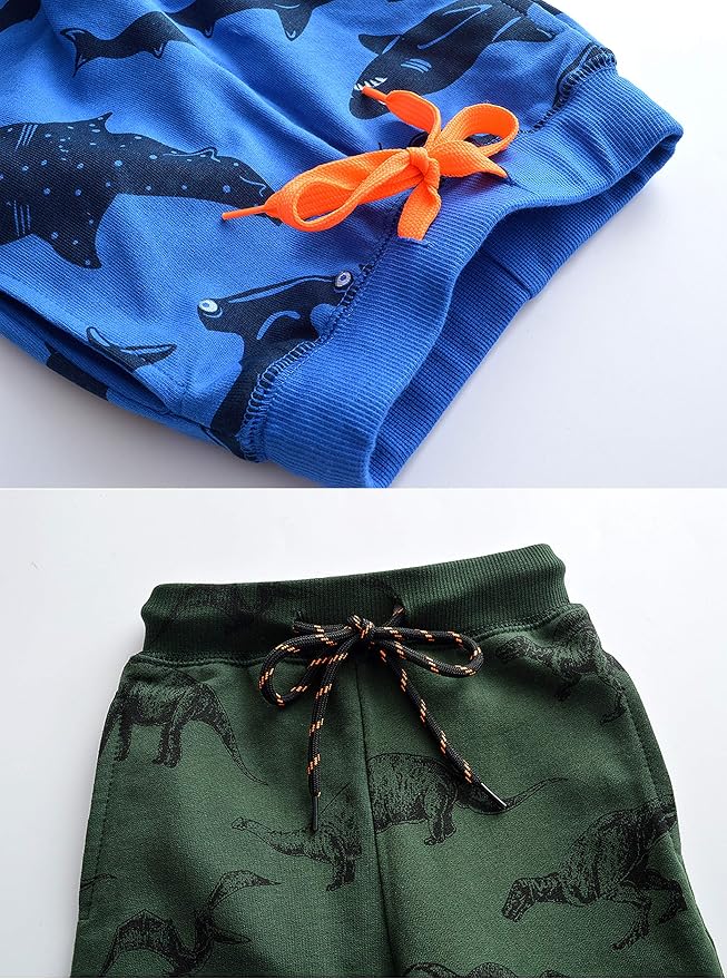 HUAER& Baby Boy's Jogger Pants Dinosaur Car Animal Print Drawstring Elastic - Image 3