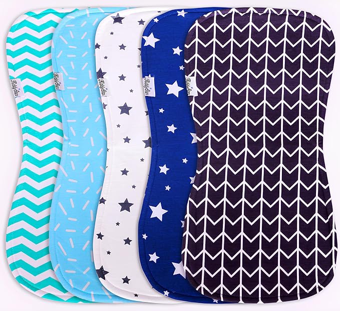 5-Pack Organic Cotton Burp Cloths – Large, Ultra-Soft 3-Layer Towels by KiddyStar%C2%AE