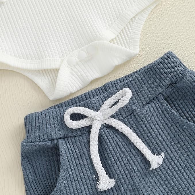 fhutpw Baby Boy Clothes 3 6 12 18 Months Ribbed Knitted Long Sleeve Romper and - Image 6