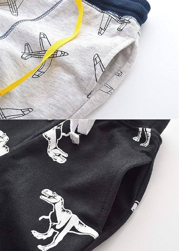HUAER& Baby Boy's Jogger Pants Dinosaur Car Animal Print Drawstring Elastic - Image 5