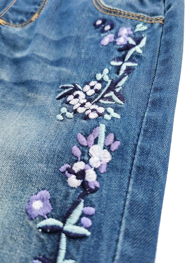 KIDSCOOL SPACE Baby Little Kids Cute Denim Embroidered Fashion Jean Overalls - Image 5