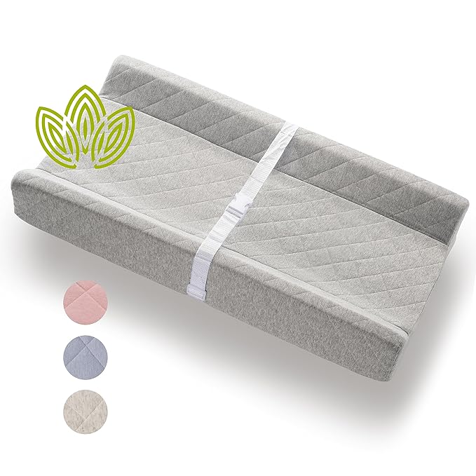 Organic Cotton Contoured Baby Changing Pad w/Waterproof Foam Mattress, Includes by Modera