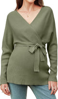OUGES Womens Soft Cotton Blend Maternity Sweater Wrap V Neck Long Sleeve V Back by OUGES