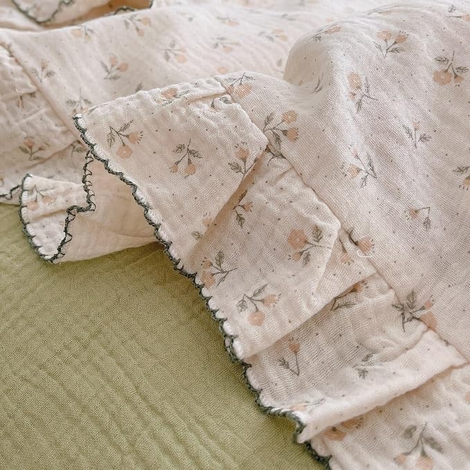 BuLuTu Cotton Muslin Kids Toddler Pillowcase Sprout Pattern, Shabby Chic - Image 5