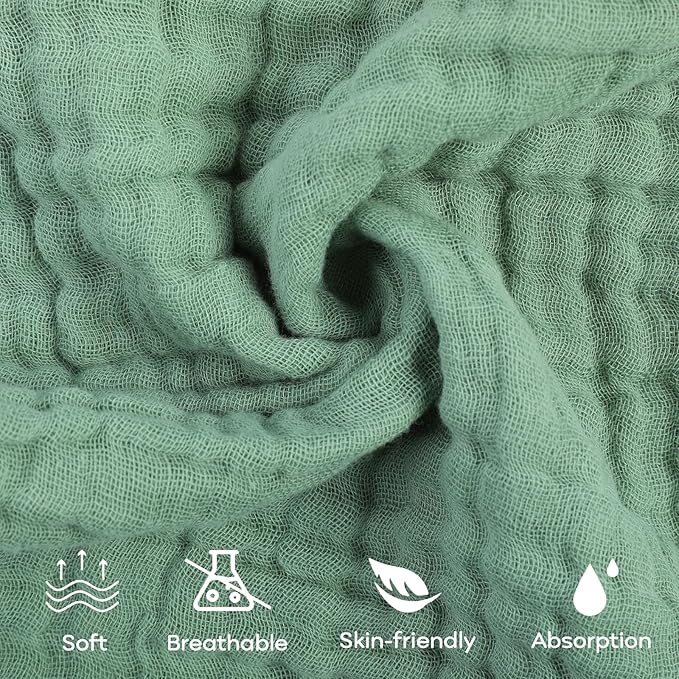 Yoofoss Muslin Baby Washcloths 100% Organic Cotton Face Towels 6 Pack Wash - Image 2