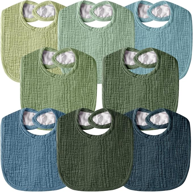 Muslin Baby Bibs for Unisex Boys Girls, Cotton Drool Bibs, Adjustable Newborn by WRRERNSIN