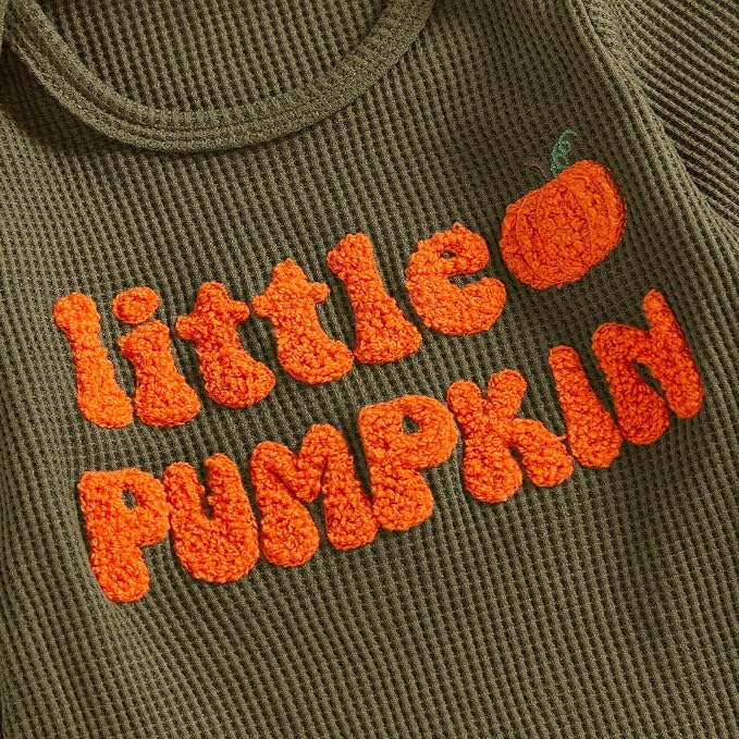 Newborn Infant Baby Boy Halloween Outfit Little Pumpkin Embroidery Romper - Image 7