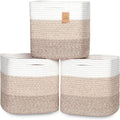 NaturalCozy 13 Inch Cube Storage Bins Cotton Rope Woven Baskets by NaturalCozy