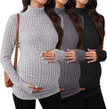 3 Pack Maternity T-Shirts Pregnancy Tops Women Sweater Long Sleeve Turtleneck by Sweetyweee
