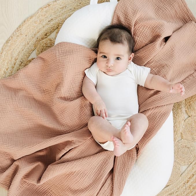 Konssy Muslin Swaddle Blankets for Boys Girls, 2 Pack Receiving Baby Blanket - Image 2