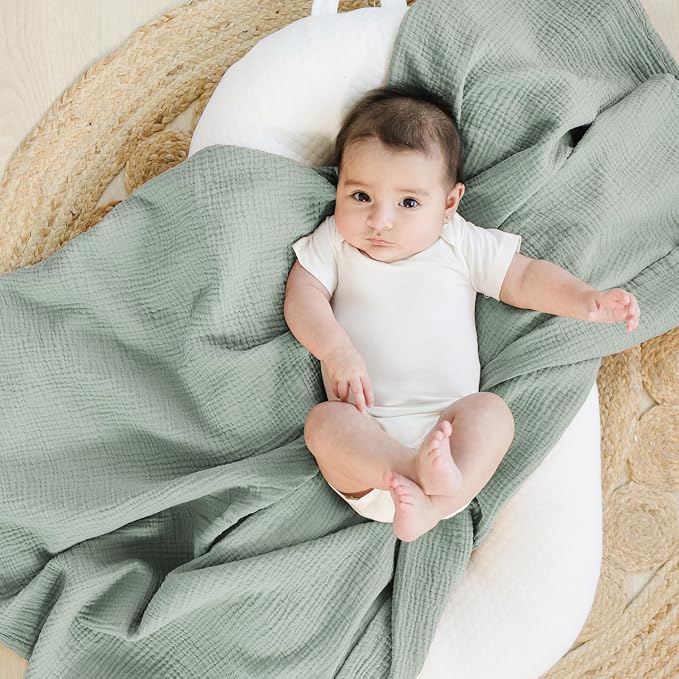 Konssy Muslin Swaddle Blankets for Boys Girls, 2 Pack Receiving Baby Blanket - Image 2