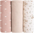Konssy Muslin Swaddle Blankets for Baby Girls Boys, 3 Pack Receiving Blanket by Konssy