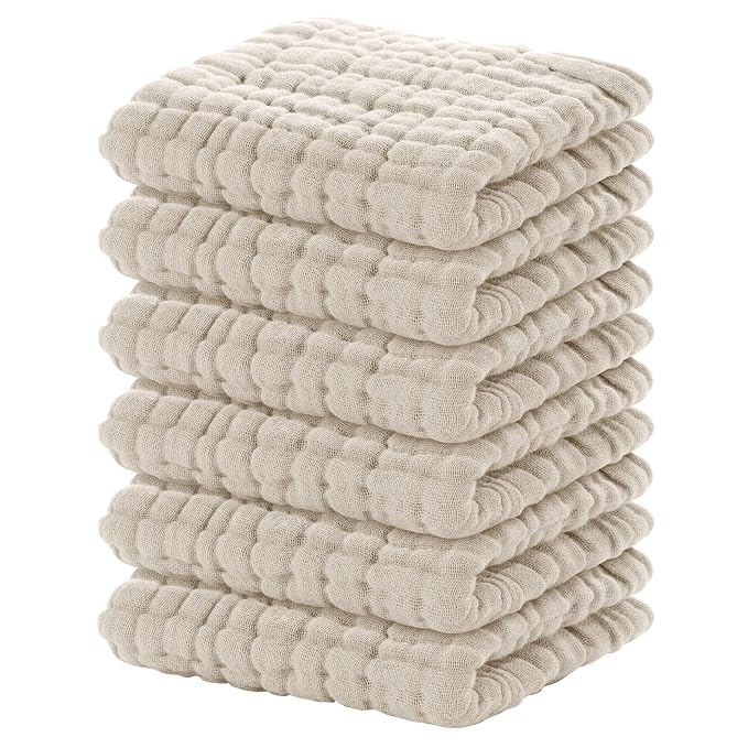Yoofoss Muslin Baby Washcloths 100% Cotton Face Towels 6 Pack Wash Cloths by YOOFOSS