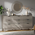 Fluted Dresser with 9 Drawers, Wooden Dresser TV Stand, Modern Closet Clothes by Xixini