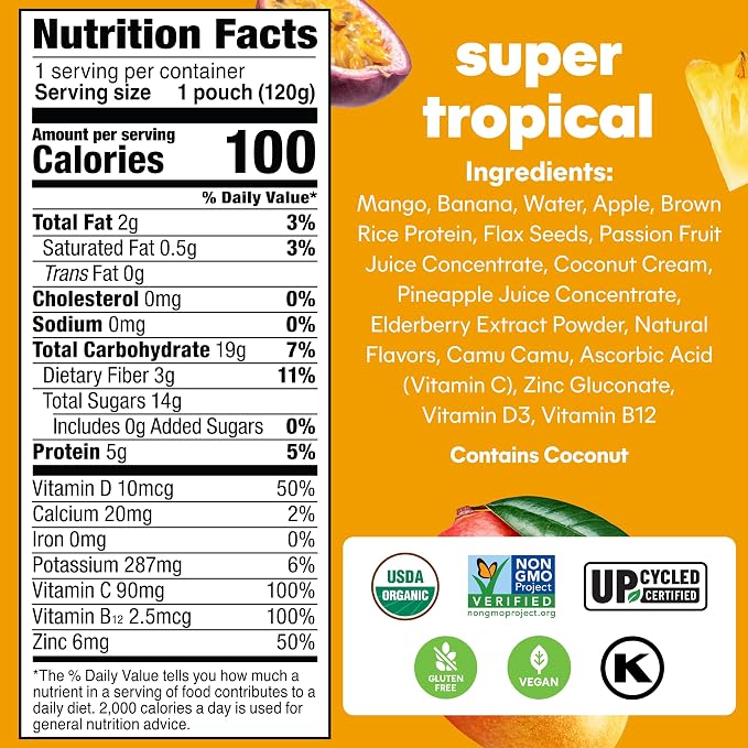 Noka Superfood Fruit Smoothie Pouches, Super Tropical - Image 2