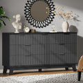 Fluted Dresser with 7 Drawers, Wooden Dresser TV Stand, Modern Closet Clothes by Xixini
