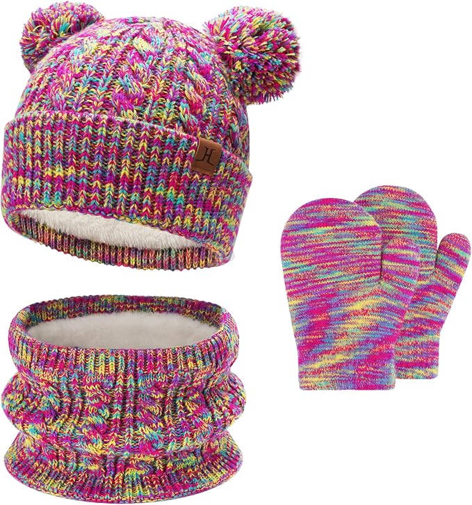 Kids Toddlers Winter Beanie Hats Gloves Neck Scarf Set Mittens Gifts by FZFANTASTICZONE