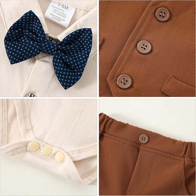 DISAUR Baby Boy Clothes Toddler Boy Outfits 4PCS Gentleman Dress - Image 4