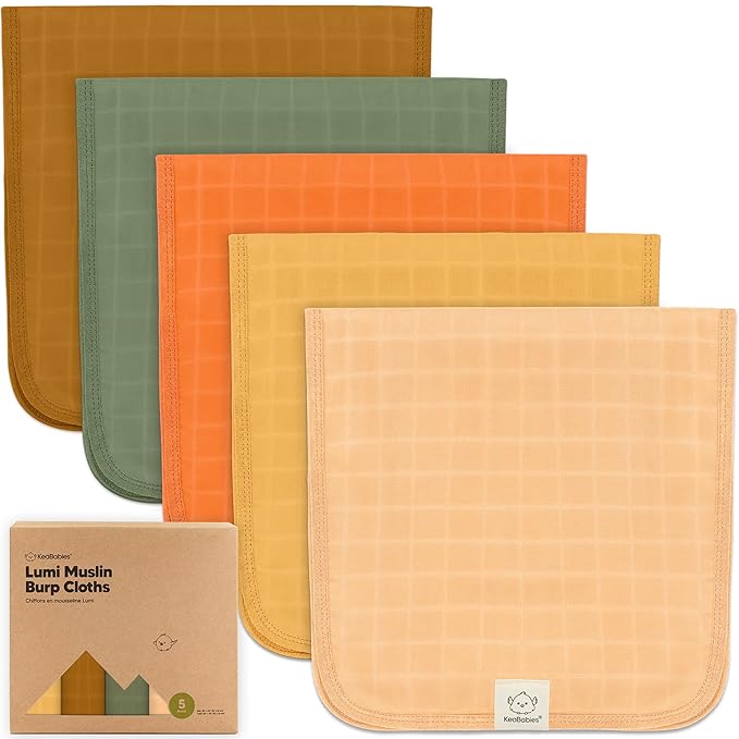 5-Pack Cotton Muslin Burp Cloths Baby Girls, Boys by KeaBabies