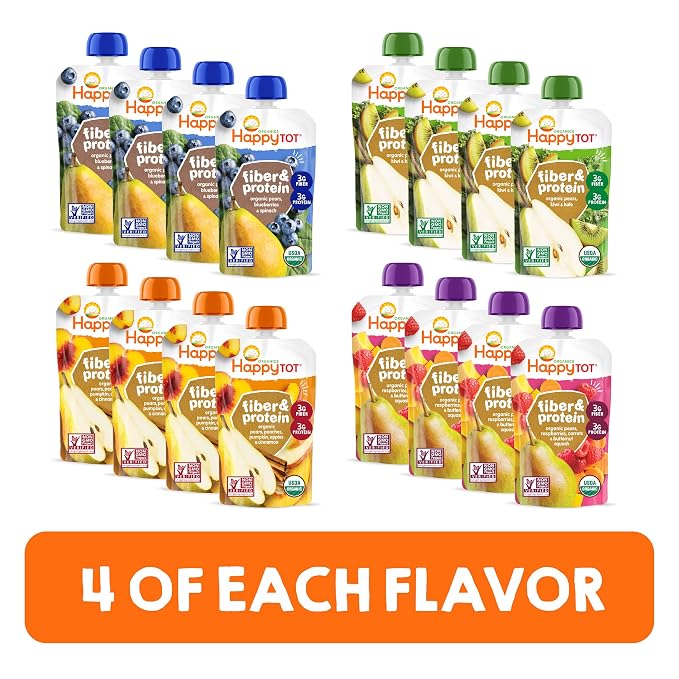 Happy Tot Organics Super Morning Variety Pack, 4 Ounce Pouch & Stage 4 Fiber & - Image 8