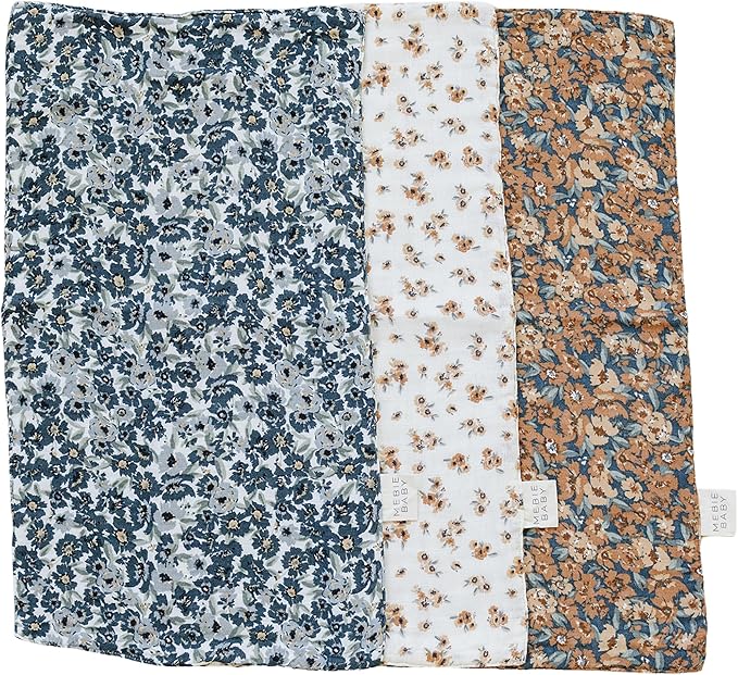 Mebie Baby Burp Cloths, Vintage Florals, Muslin Burp Cloth Set by MebieBaby