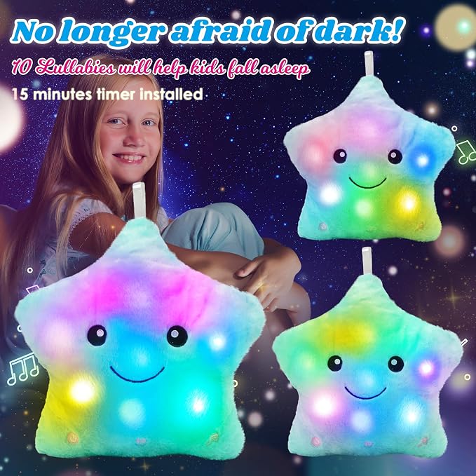 Cuteoy 13" Musical Green Star Plush Pillow Glowing Twinkle Night Light Stuffed - Image 7