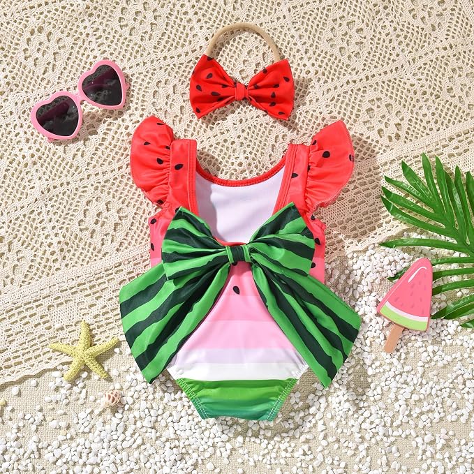 Toddler Girl Baby Ruffles Mermaid Fish Scale Swimsuit One Piece Swimwear - Image 6