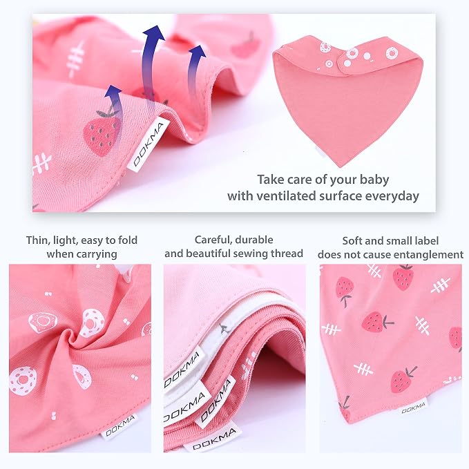 DOKMA Set 8 Organic Cotton Baby Drool Bibs - Image 5