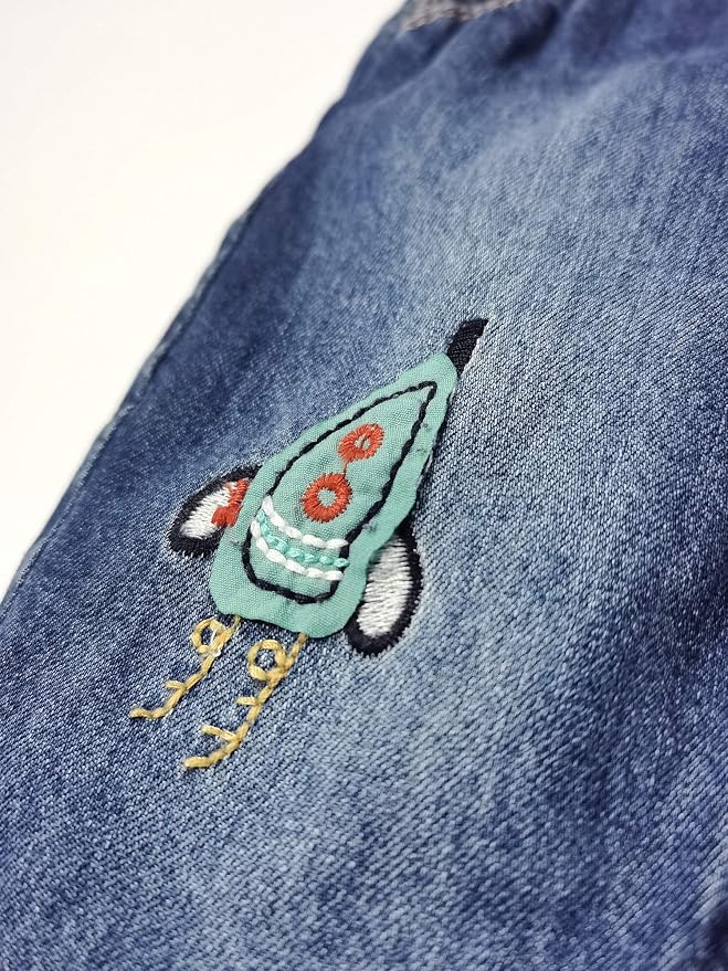 KIDSCOOL SPACE Baby Little Kids Cute Denim Embroidered Fashion Jean Overalls - Image 6