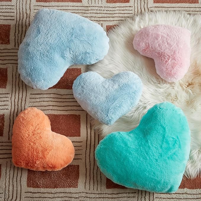 EastTree Heart Pillows, Light Blue Heart Shaped Pillows, Love Throw Pillows - Image 6