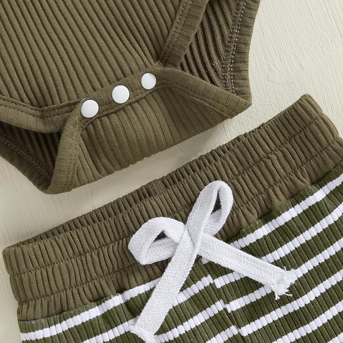 Newborn Baby Boy Girl Clothes Ribbed Knitted Long Sleeve Romper Pants Solid - Image 6