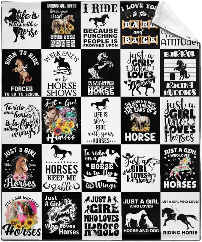 Horse Blanket for Boys Girls, Fluffy Cozy Soft Lightweight Blankets for Bed - Image 2