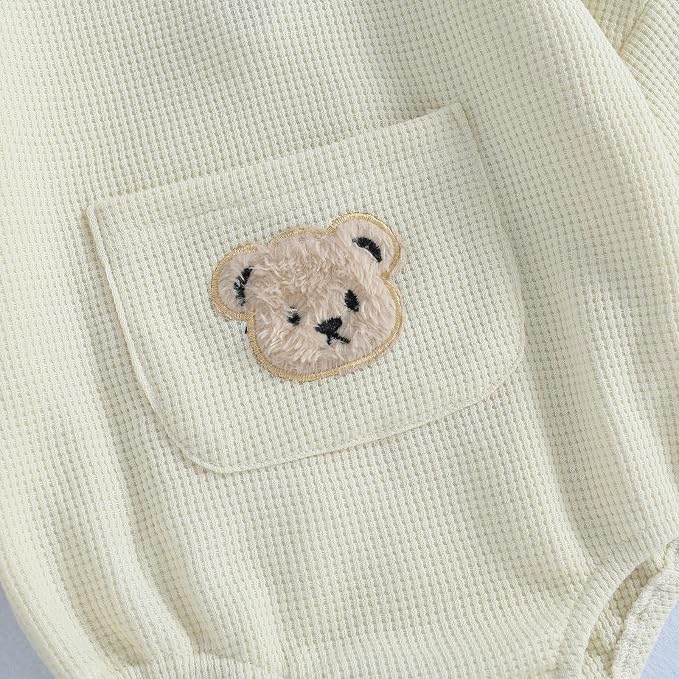 Douhoow Cute Baby Sweatshirt Romper Waffle Knit Baby Clothes Infant Girl Boy - Image 3