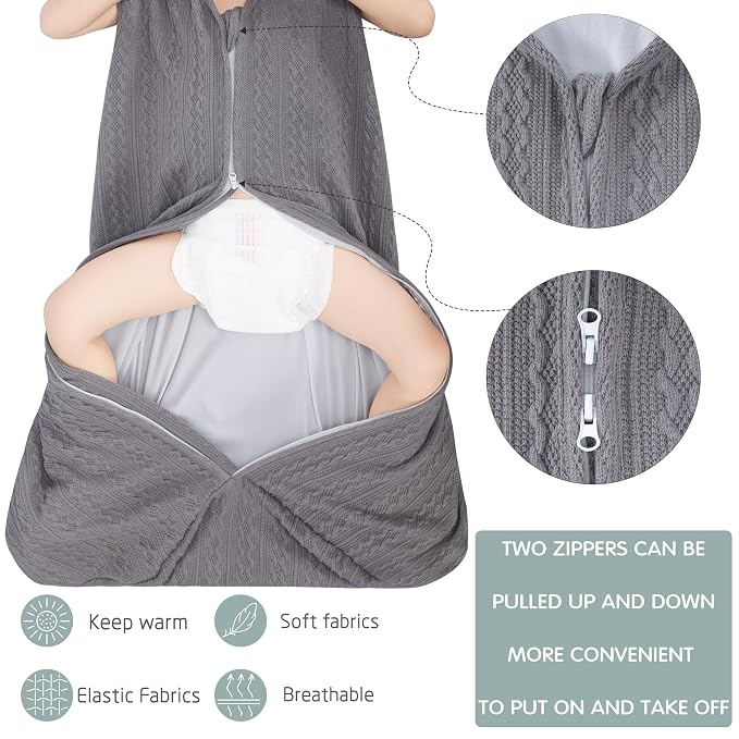 Baby Sleep Sack 0-6 Months, Baby Wearable Blanket 100% Acrylic knit 2-Way - Image 3