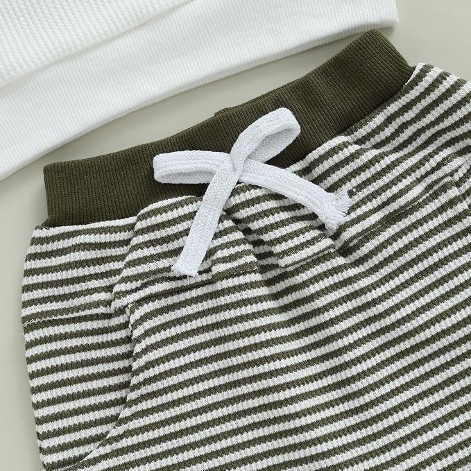 Toddler Baby Boy Fall Clothes Waffle Outfit Long Sleeve Color Blocking - Image 5