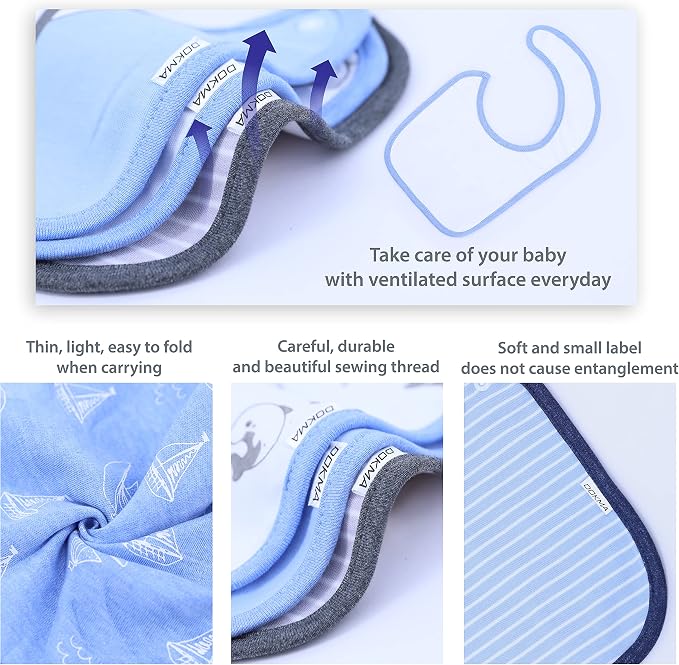 DOKMA Set 8 Organic Cotton Baby Drool Bibs - Image 5