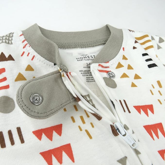 HonestBaby Baby Sleep N' Play One-Piece Zip-Front Footed Organic Cotton Pajama - Image 3