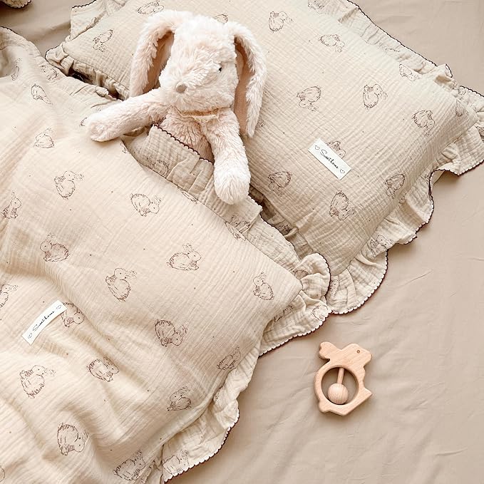 AOJIM Cute Rabbit Muslin Cotton Kids Toddler Pillowcase - Image 3